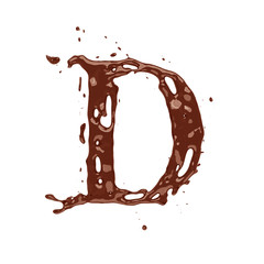 Chocolate letter D isolated on white background