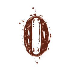 Chocolate digit 0 isolated on white background