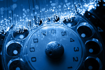 Fiber optics background with lots of light spots