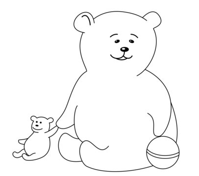 Teddy-bear with a toy bear, contours