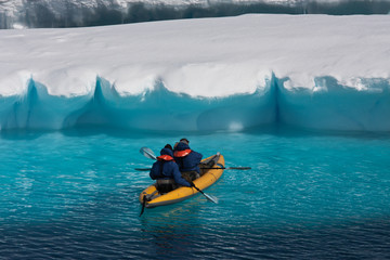 Two men in a canoe