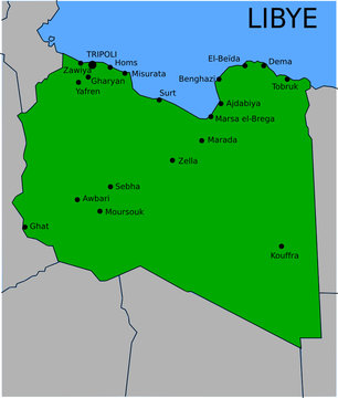 Carte des Villes Principales de Libye