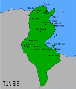 Carte des Villes Principales de Tunisie