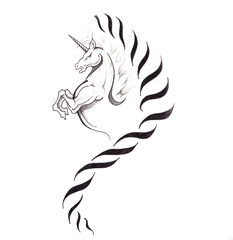 Sketch of tattoo art, horse, unicorn © Outsiderzone