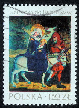 POLAND - CIRCA 1980: A greeting Christmas stamp