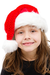 little girl dressed like a santa claus