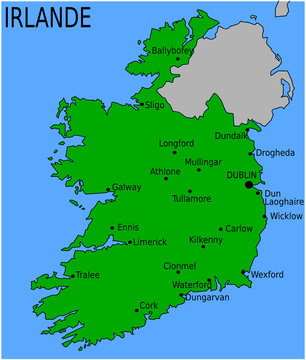 Carte des Villes Principales d'Irlande