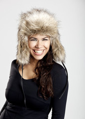Girl with a fur hat