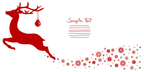 Obraz na płótnie Canvas Jumping Reindeer & Snowflakes Background