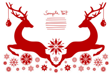 2 Jumping Reindeers Snowflake Ornament - obrazy, fototapety, plakaty