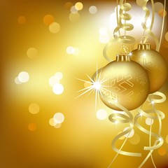 Golden Christmas Background - colored illustration