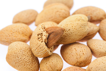 almonds isolated on white