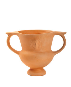 Ancient greek kantharoson white background. Copy