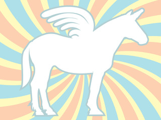 White Silhouette Unicorn Swirl Background Vector Illustration