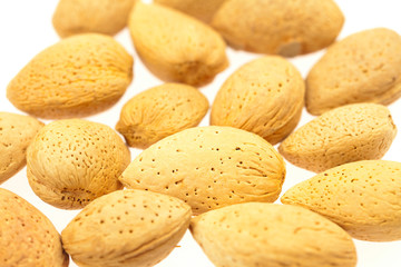 almonds isolated on white