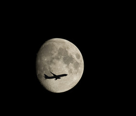 Moon and airplane