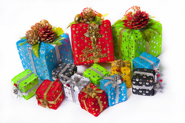 Colour gift boxes  isolated on white