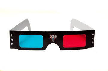 3d anaglyph glasses isolated on white background