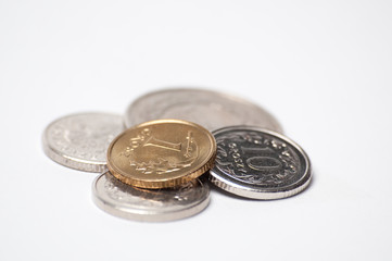 Polish coins isolated on white background
