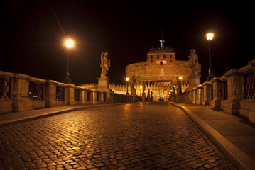Fototapeta na wymiar Sant Angelo Castle by night, Rome