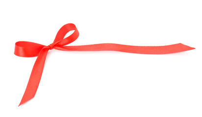red satin ribbon on white background