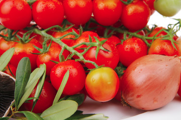 cherry tomato with mushroom and olives