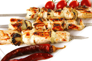 grilled pork shish kebab