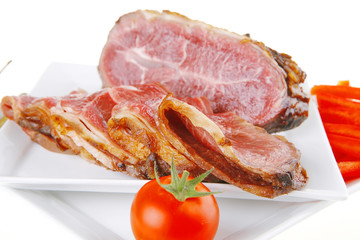 beef rolls and chunk on white