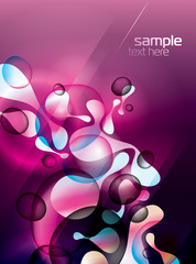 Abstract violet background with shining forms end drops
