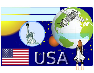 USA business card national emblem globe