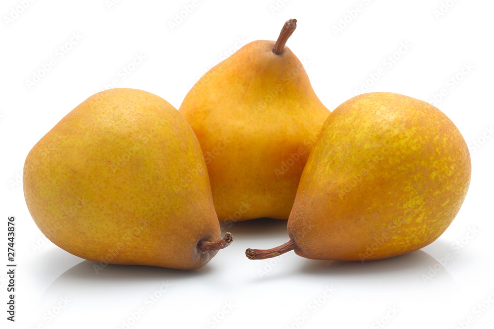 Wall mural yellow ripe pears isolated on white