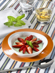 panna cotta menthe fraise - mentha, fragola - mint strawberry