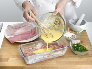 napper de crème la viande