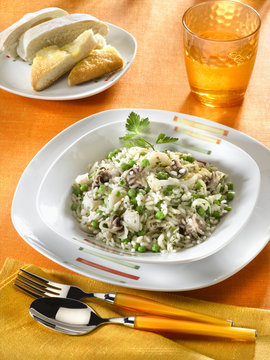 seiche au riz et aux pois - seppie - cuttle fish