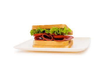 Tasty sandwich isolated on the white background