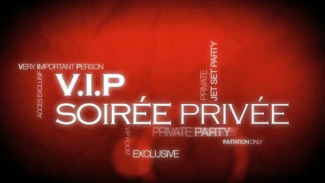 Nuage de tags VIP Soir&eacute;e Priv&eacute;e 3D fond rouge