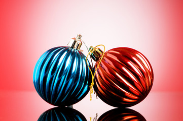 Christmas decoration on the reflective background - holiday conc