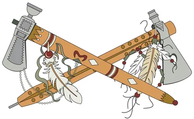 Fotobehang Native American tomahawks © PrintingSociety