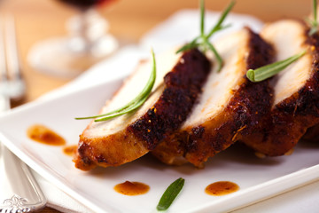 Roast pork with fresh rosemary
