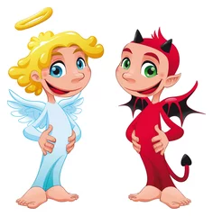 Foto op Aluminium Baby Angel and Devil. Vector isolated characters © ddraw