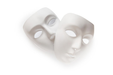 Theatre concept with the white plastic masks