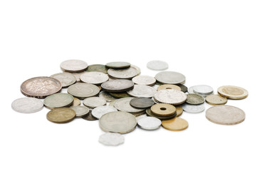 Old coins isolated on white background