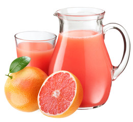 Grapefruit juice and fruits.