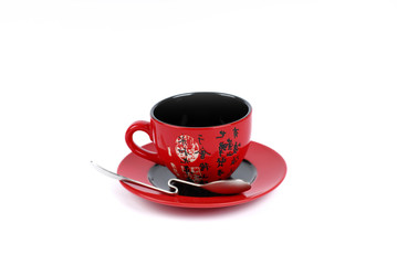 China tradicional red tea cup . isolated on white background
