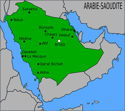 Carte des Villes Principales d'Arabie-Saoudite