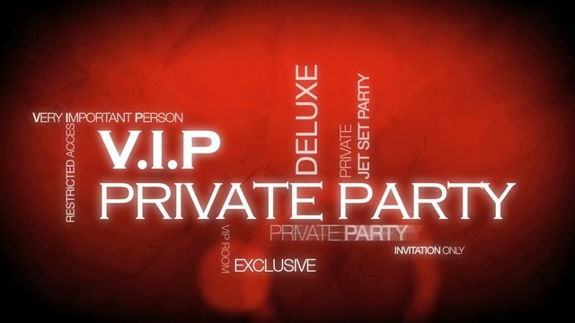 VIP private party tag cloud animation