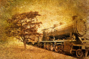 Fototapeta premium streszczenie vintage zdjęcie pociągu parowego