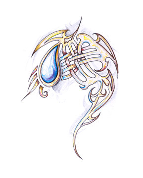 Sketch of tattoo art, tribal design