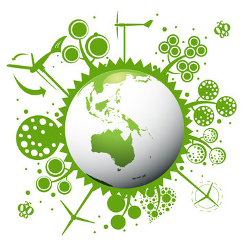Ecology green planet vector concept background