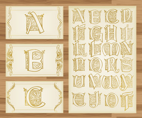 Vintage alphabet vector set